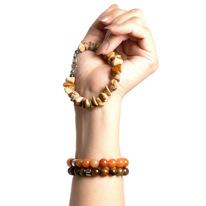 Creativity, Grounding and Peace Bracelet Bundle - Carnelian, Tiger's Eye and Picture Jasper