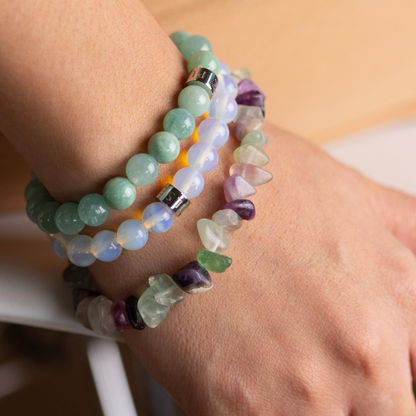 Intuition, Creativity and Spiritual Bracelet Bundle - Angelite, Moonstone and Flourite