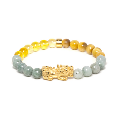 Mamahandi VI -  Lucky Piyao, Citrine, Burmese Jade & Golden Yellow Tiger's Eye