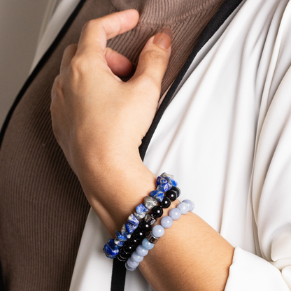 Tranquility, Protection and Wisdom Bundle - Aquamarine, Black Onyx and Lapiz Lazuli