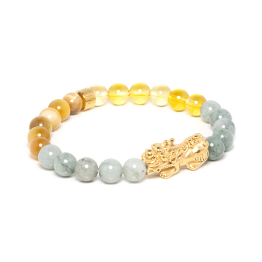 Mamahandi VI -  Lucky Piyao, Citrine, Burmese Jade & Golden Yellow Tiger's Eye