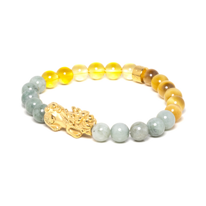 Mamahandi VI -  Lucky Piyao, Citrine, Burmese Jade & Golden Yellow Tiger's Eye