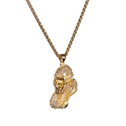 Bakunawa I - 18K Gold-Plated Dragon Pendant with Rhinestones Necklace