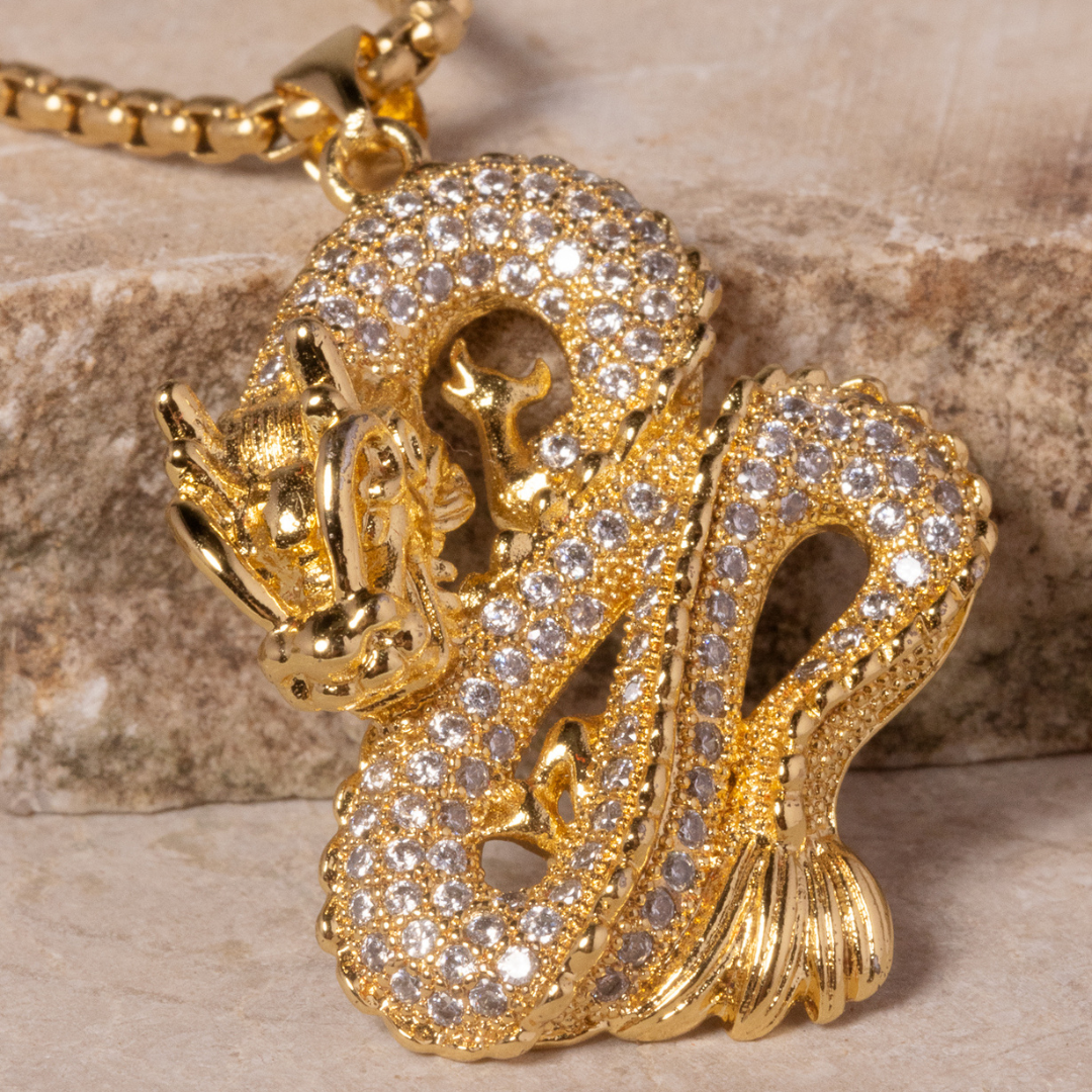 Gold necklace deals dragon