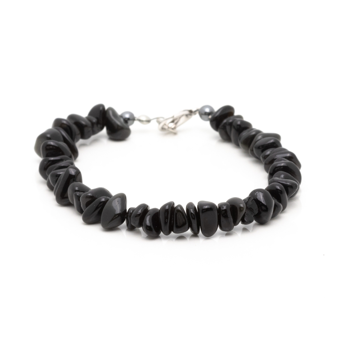 Silver Sheen Obsidian Chips Bracelet