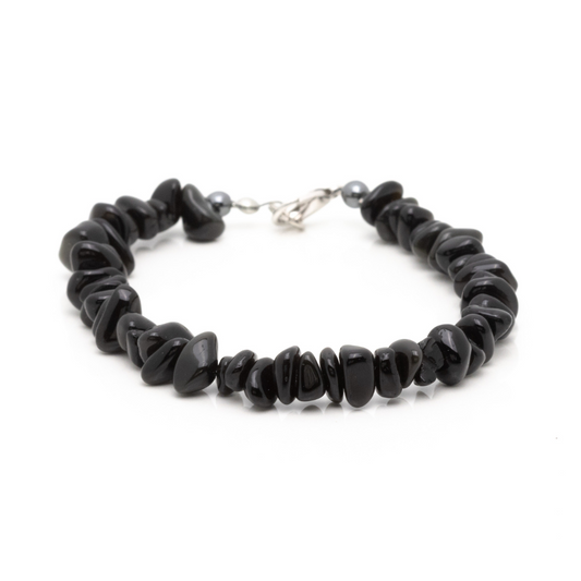 Silver Sheen Obsidian Chips Bracelet