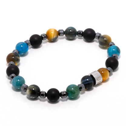 Andres I - Apatite, Matte Black Onyx, Golden Blue Tiger's Eye & Hematite Bracelet