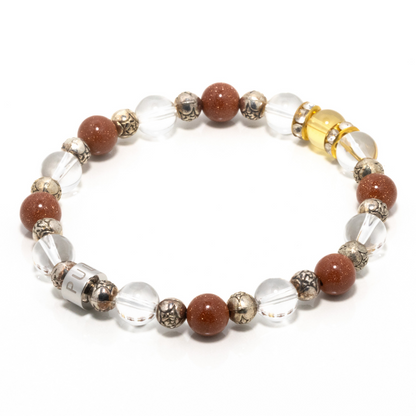 Bituin II - Citrine, Clear Quartz, Golden Sandstone & Star Engraved Beads Bracelet