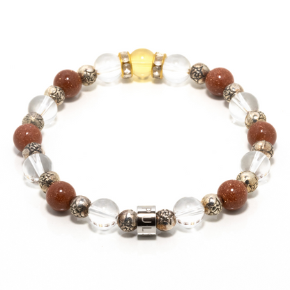 Bituin II - Citrine, Clear Quartz, Golden Sandstone & Star Engraved Beads Bracelet