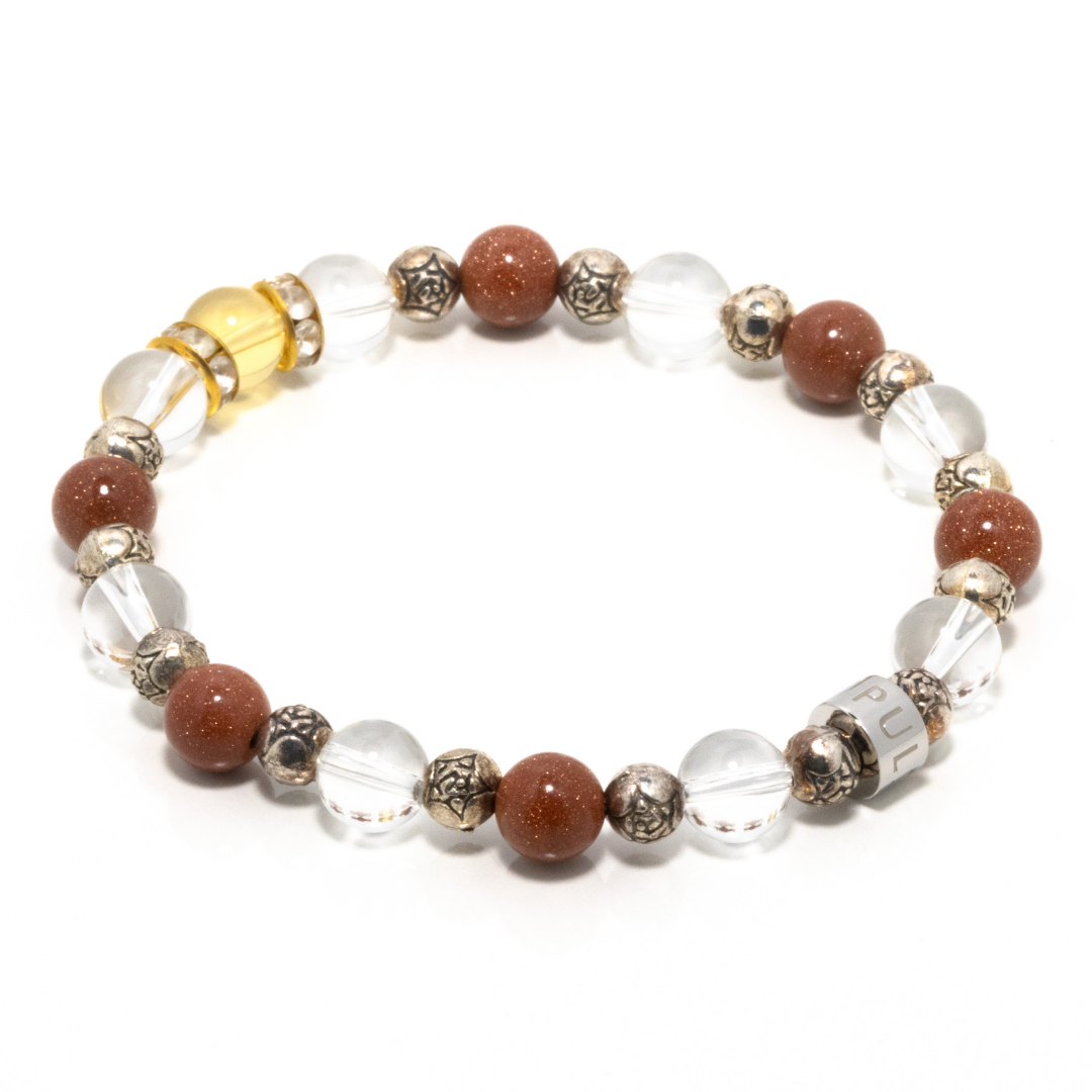 Bituin II - Citrine, Clear Quartz, Golden Sandstone & Star Engraved Beads Bracelet