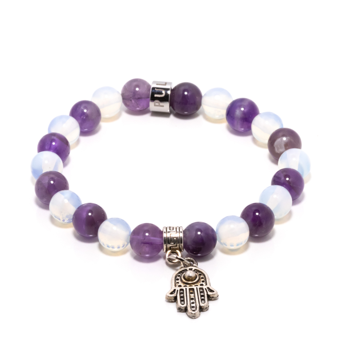 Bulan II - Hand of Hamsa with Amethyst and Moonstone Bracelet