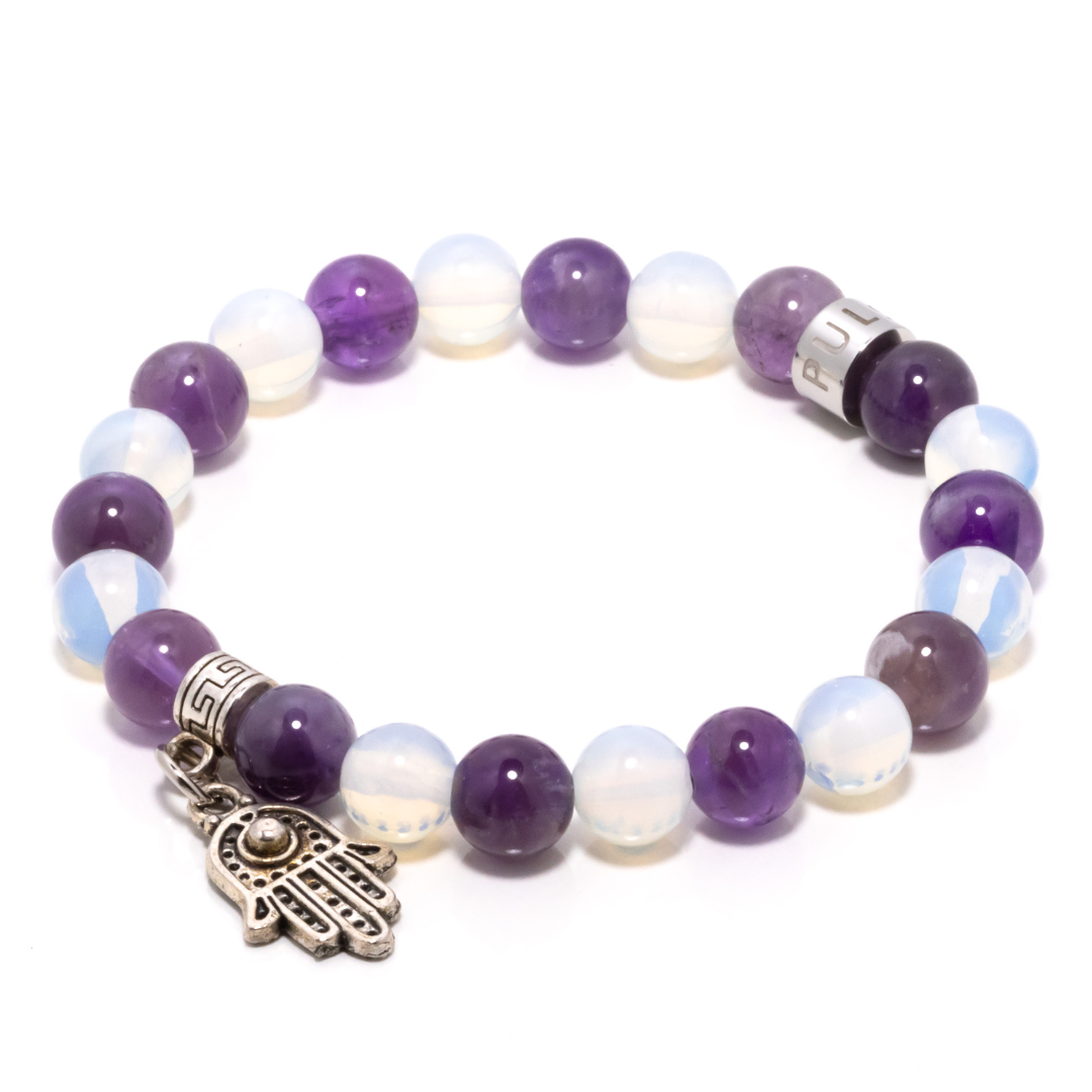 Bulan II - Hand of Hamsa with Amethyst and Moonstone Bracelet