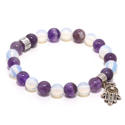 Bulan II - Hand of Hamsa with Amethyst and Moonstone Bracelet