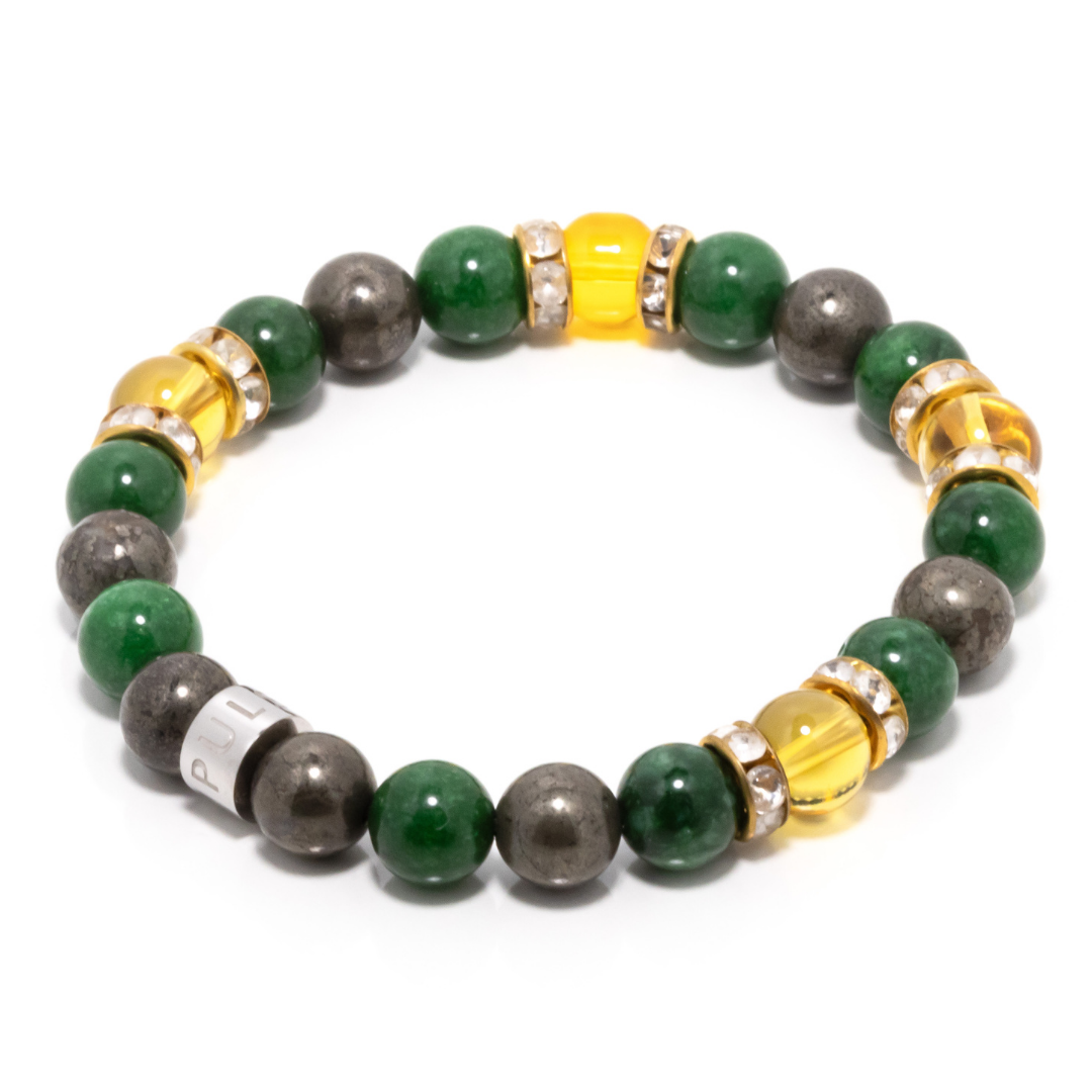 Mamahandi III - Pyrite, Citrine & Imperial Jade Bracelet