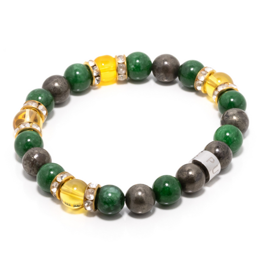 Mamahandi III - Pyrite, Citrine & Imperial Jade Bracelet