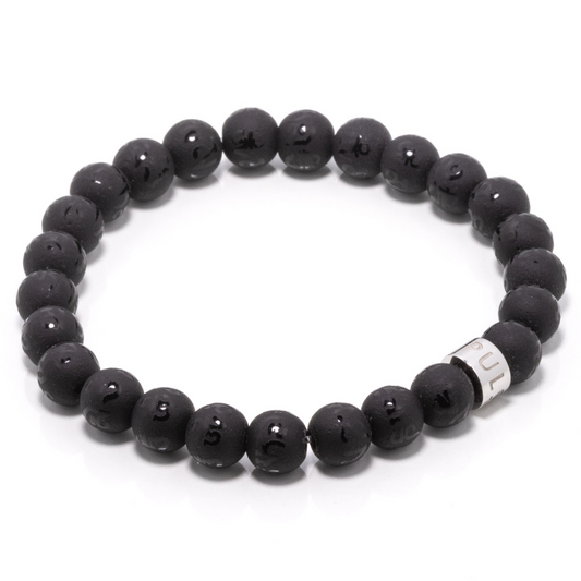 Prima Dagtum II - Mantra Engraved Matte Black Onyx Bracelet