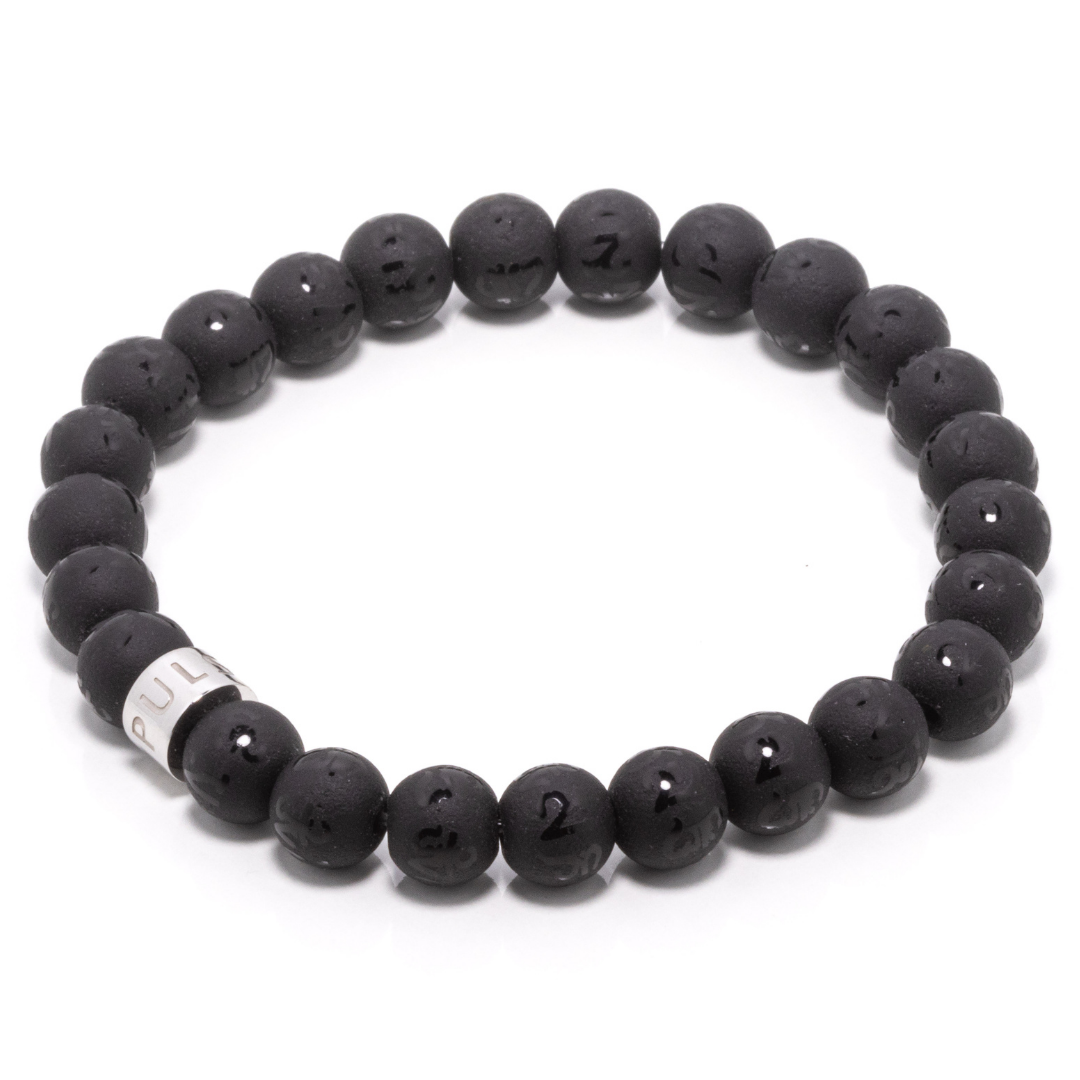 Prima Dagtum II - Mantra Engraved Matte Black Onyx Bracelet